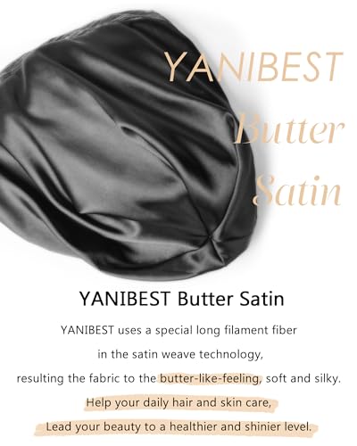 YANIBEST Slouchy Beanie Hat Satin Lined Sleep Cap Chemo Headwear Caps - color: Dark Grey, size: Large