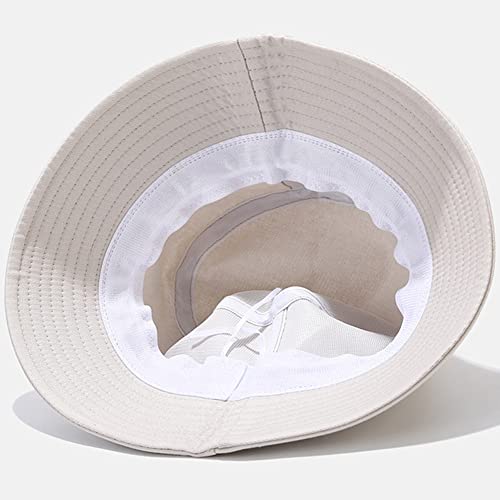 XYIYI Fashion Embroidery Bucket Hat Cotton Beach Fisherman Hats for Women Girls - color: Little Dinosaur Beige