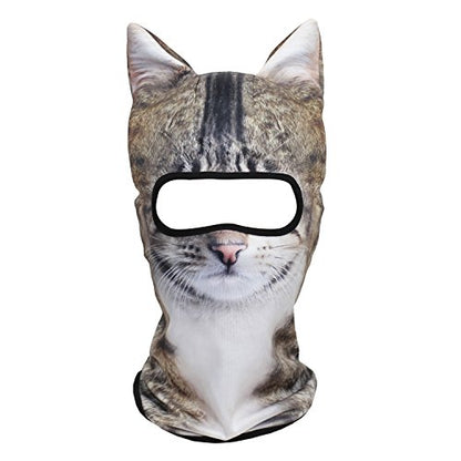 WTACTFUL 3D Animal Ears Balaclava, Breathable Face Mask for Halloween - color: Cat Meb-20