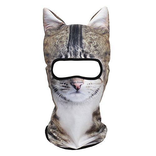 WTACTFUL 3D Animal Ears Balaclava, Breathable Face Mask for Halloween - color: Cat Meb-20