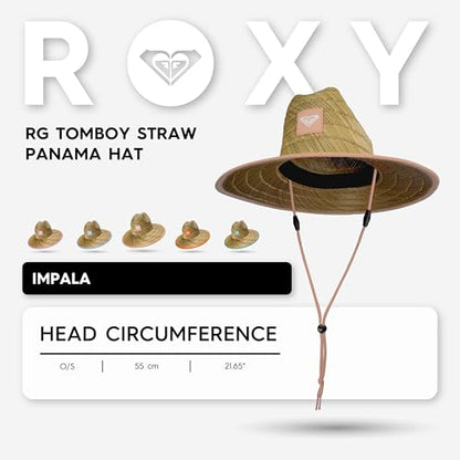 Roxy Girls' Tomboy Woven Straw Hat | Wide Brim | Adjustable | Sun Protection | Beach | Vacation | Natural - color: Impala