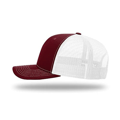 Richardson 112 Classic Six-Panel Adjustable Snapback Trucker Cap - color: Cardinal/White
