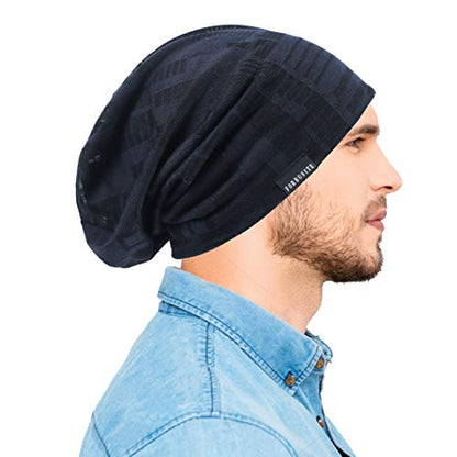 Ruphedy Men Slouchy Beanie Summer Long Oversize Thin Lightweight Skull Cap B011h - color: B403-black, size: One Size