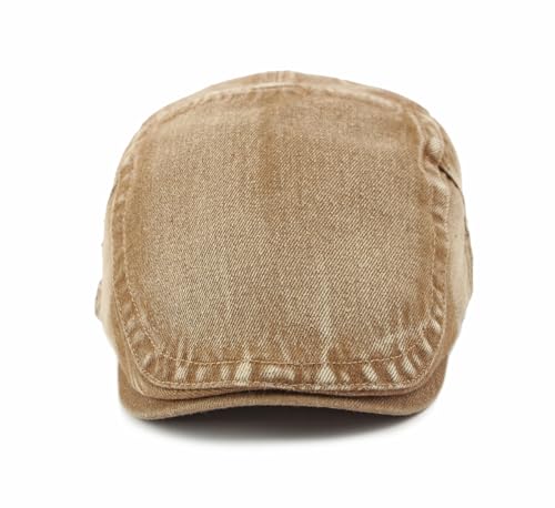 Cotton Newsboy Cap,Breathable Ivy Gatsby Cabbie Beret Hat for Men's Women Driving Hunting Golf - color: Denim Khaki