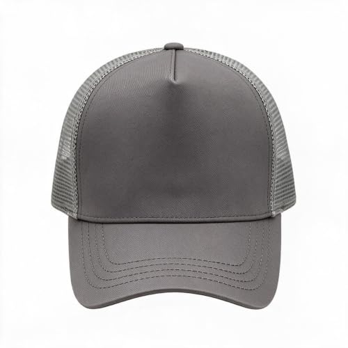 Oversize XXL Mesh Trucker Hat Big Head Hats for Men High Crown Baseball Cap Breathable Dad Hat Adjustable 23.6"-25.6" - color: Gray