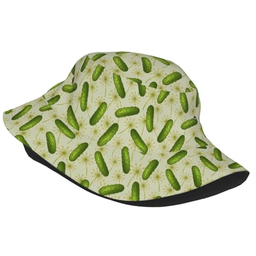 Bucket Hat for Men Women Packable Sun Hats Fisherman Outdoor Summer Travel Hiking Beach Caps - color: Green Fruits