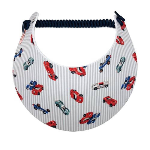 SUNBLO Roll-Up Sun Visor with Wide Brim for Outdoor Use – Running, Golf, Hiking, Beach – Ultra-Light UV Protection for All - color: Race Cars