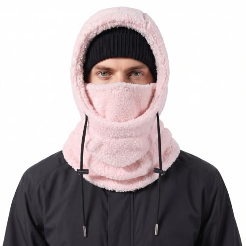 Ski Mask Balalclava Windproof Face Mask Warm Fleece Neck Cover for Cold Weather Helmet Hood for Men & Women - color: B03-pink