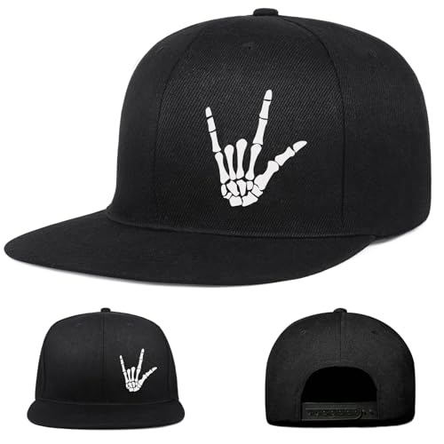 Snapback Hats for Men Puerto Rico Flag Hat Flat Bill Hats for Men Fitted Black Baseball Cap Mens - color: Finger