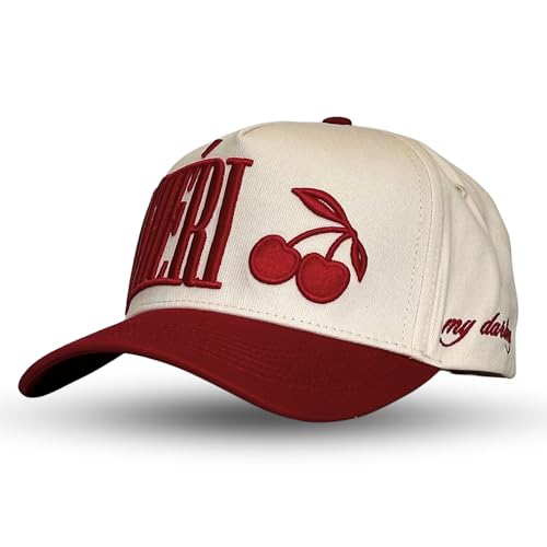 Vintage Fashion Trucker Hat | Men & Women | Trendy Cute Retro Red Caps for Country & Western | Camo Fur Cotton | Snapback - color: Mon Cheri | Dark Red