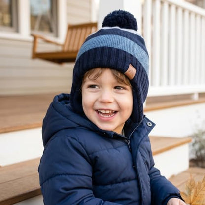 Moon Kitty Baby Boys Hats Toddler Beanies for Boys Winter Fleece Winter Hat Boys - color: Blue Stripe, size: 1-3T