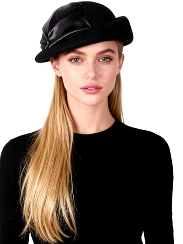 Women Wool Felt Ribbon French Fashion Vintage Millinery Beret Hats Top Cap Ladies Party Wedding Fedoras Chapeau - color: Black 1