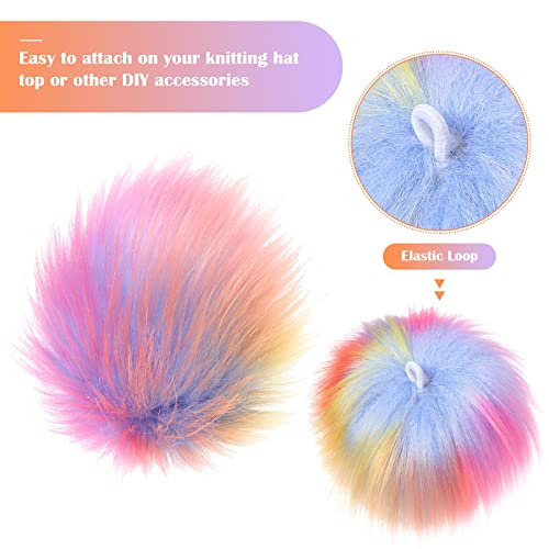 Tatuo 16 Pcs Faux Fur Pom Poms for Hats, Mermaid Color - color: Mermaid Color