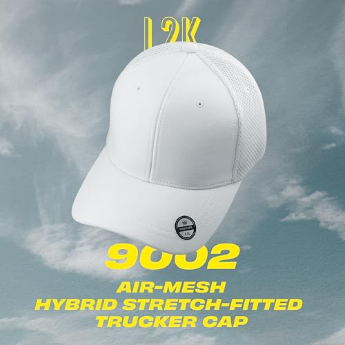 [2 Pack] Hybrid Stretch-Fitted Trucker Cap, Baseball Cap with Air Mesh - color: 2pk Red (Air Mesh), size: Large-X-Large