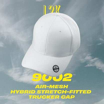 [2 Pack] Hybrid Stretch-Fitted Trucker Cap, Baseball Cap with Air Mesh - color: 2pk Red (Air Mesh), size: Large-X-Large