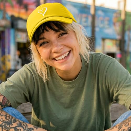 Hand Drawn Heart Hat Womens Embroidered Baseball Cap - color: Gold