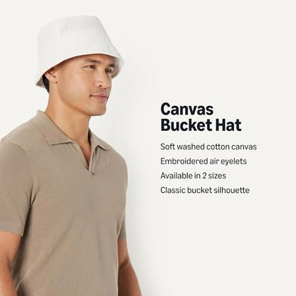 Amazon Essentials Men's Washed Cotton Canvas Bucket Hat - color: White, size: Large-X-Large
