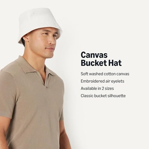 Amazon Essentials Men's Washed Cotton Canvas Bucket Hat - color: White, size: Large-X-Large
