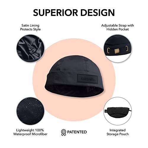 Hairbrella Brimless Docker Rain Hat for Men, Beanie, Satin-Lined Cap, Adjustable, Unisex Waterproof Hat, Cuff - color: Caramel, style: X-large