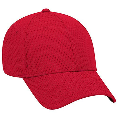 Ashen Fane 6 Panel Polyester Pro Mesh Low Profile Baseball Cap - color: Red