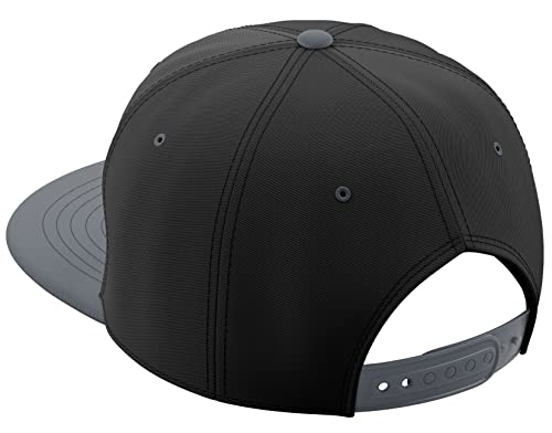 Daxton Classic Blank Snapback Flat Bill Visor Hat Cap One Size Adjustable Back - color: Black Charcoal