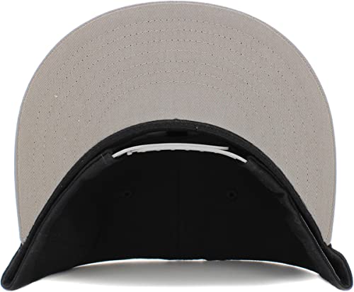 KBETHOS Classic Snapback Hat Blank Cap Underbrim Cotton Wool Blend Flat Visor Adjustable Unisex - color: Black Light Gray