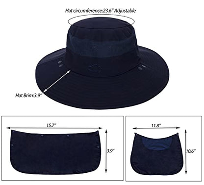 Fishing Hat for Men, Outdoor 3 in 1 Sun Hat Summer Safari Boonie Cap - color: Navy