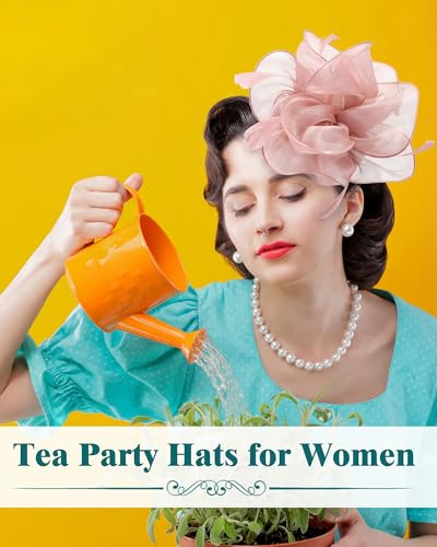 Hoteam 12 Pcs Fascinators Hats Tea Party Derby Headwear for Women - style: Organza Flower Headdress