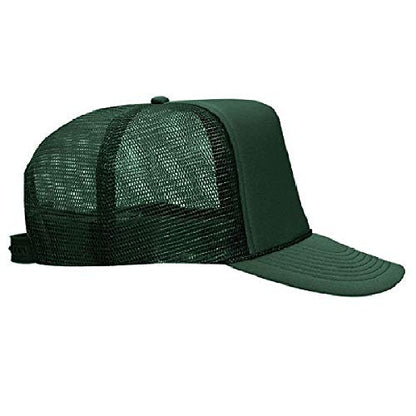 OTTO Polyester Foam Front 5 Panel High Crown Mesh Back Trucker Hat - color: Dk. Green