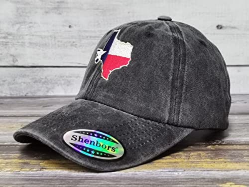 America State City Flag Hats - color: Texas Map Flag (Washed Black)
