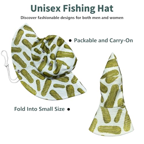 Funny Sun Hat for Men Women Wide Brim Bucket Hat Hiking Boonie Hat Summer Beach Fishing Caps - color: Pickle