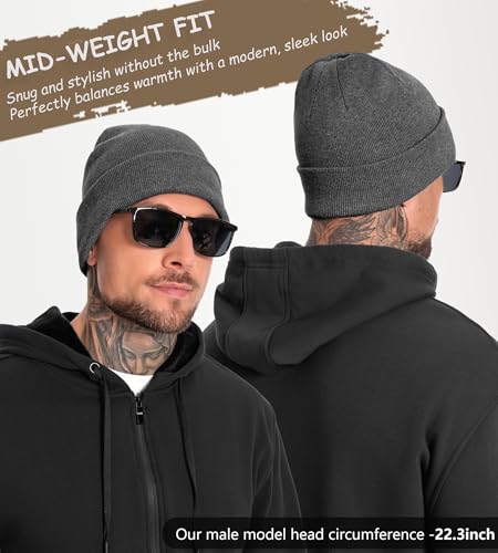 100% Cotton Beanie for Women Men Soft Knit Beanies Warm Winter Hat - color: Dark Grey