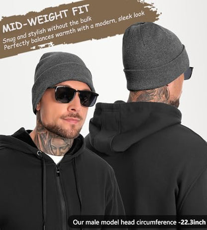 100% Cotton Beanie for Women Men Soft Knit Beanies Warm Winter Hat - color: Dark Grey