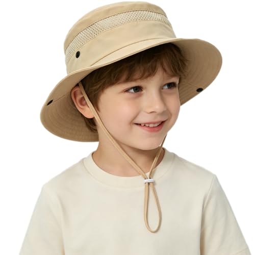 ZOORON Outdoor Kids Sun Hat UPF 50+ Quick Dry Bucket Hat for Boys Girls - color: 1pack-khaki