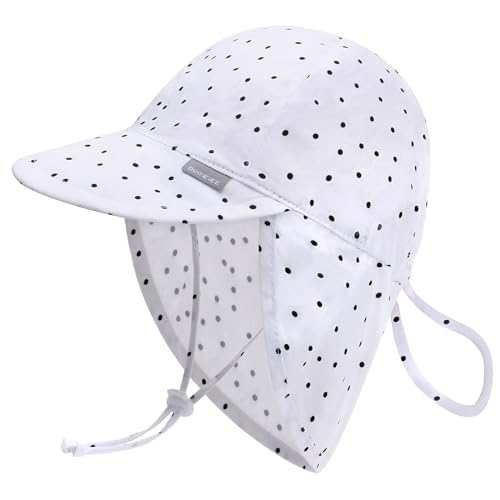 Duoyeree UPF 50+ Baby Sun Hat, Ear & Neck Protection for Toddlers - color: 1a2-dots, size: 6-24 Months