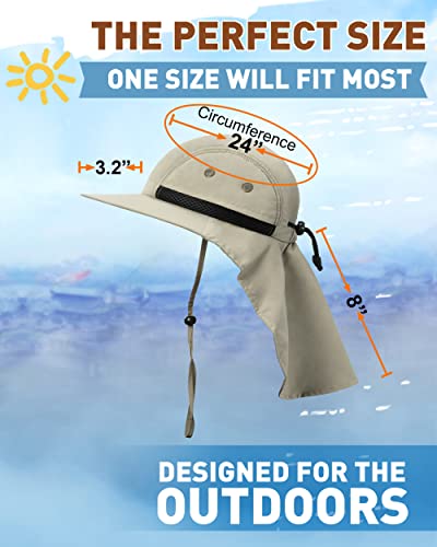 Tirrinia Wide Brim Sun Hat with Neck Flap for Men & Women - color: # Tan