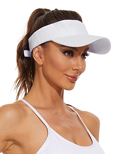 Century Star Visors for Women Mens Sun Visor Hats Sports Outdoor Tennis Running Adjustable Beach Cap Sun Protection - color: White