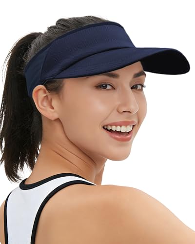 Sports Sun Visors Hat Women Men,Lightweight Cooling Stretchy Visor - color: 1-navy Blue