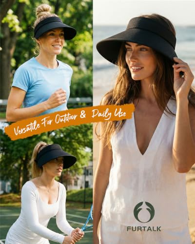 FURTALK Sun Hats for Women Sun Visor Hat UV Protection Wide Brim Summer Foldable Beach Hats