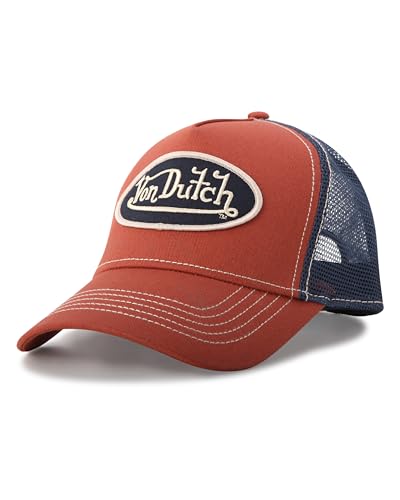Von Dutch Unisex Trucker Hat, Colorblock, Mesh Back, Curved Bill, Snapback - color: Mahogany
