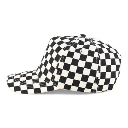 Trendy Apparel Shop Structured 5 Panel Checkered Print Baseball Cap - color: Black