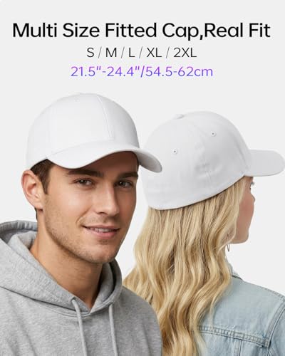 Zylioo XXL Fitted Hats for Men Big Heads, Closed Back Baseball Cap Cotton - color: White, size: X-Large-XX-Large