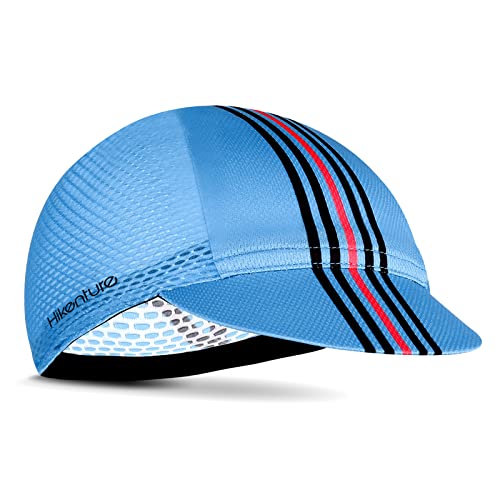 Hikenture Cycling Cap,Cooling Skull Cap Bike Hat with Sun Visor, Summer Breathable Helmet Liner Biking Cap for Men Women - color: Blue Rainbow