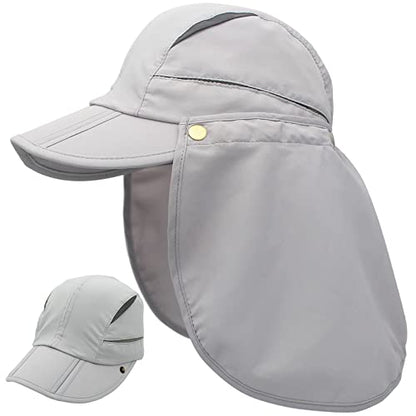Hat with Neck Protection Detachable Multi-Purpose Summer Sun Hat Sun Protection Breathable Quick Dry UV Protection - color: Beige, size: Large