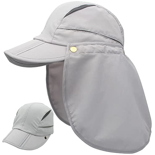 Hat with Neck Protection Detachable Multi-Purpose Summer Sun Hat Sun Protection Breathable Quick Dry UV Protection - color: Beige, size: Large