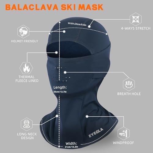 Winter Balaclava Ski Mask for Men Women Thermal Face Mask Breathable Face Cover for Cold Weather Motorcycle Snowboard - color: Navy Blue(with Breath Hole)