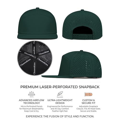 4 Inclusive Sizes Performance Flat Brim Trucker Hat Men Women, 7 Panel Snapback Running - color: 67.dark Green
