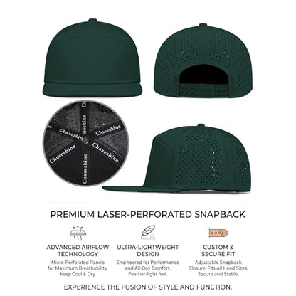 4 Inclusive Sizes Performance Flat Brim Trucker Hat Men Women, 7 Panel Snapback Running - color: 67.dark Green