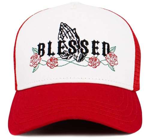 KBETHOS Praying Hands Rosary Dad Hat Baseball Cap Unconstructed Polo Style Adjustable Unisex - color: White Red Red Praying Hands Blessed Mesh