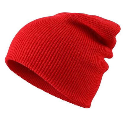 Connectyle Thick Cuffed Beanie for Men & Women Double Layer Knit Winter Hat Acrylic Watch Hat Warm Stocking Skull Cap - color: Red